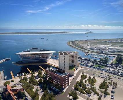Scanport area view including Scanport Glasværk and the Scandic hotel